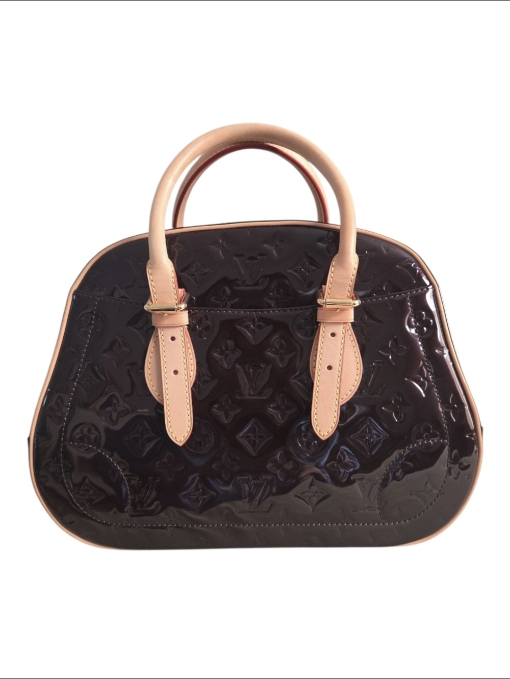 Louis Vuitton Vernis Top-Handle Satchel in Deep Bordeaux and Natural Vachetta - Picture 5 of 12